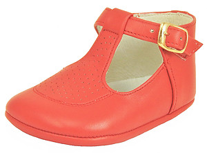 T-606 - Red T-Strap Crib Shoes