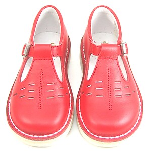 A-1154 - Red Leather T-Straps