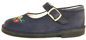 A-1229 - Navy Flower Mary Janes