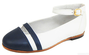 A-2016 - White with Navy Ankle Strap