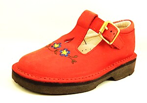 B-184 (SALE) - Red Flower T-Strap - Euro 23 Size 6.5