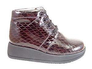 FARO B-213 - Brown Faux-Croc Patent Boots