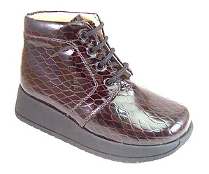 FARO B-213 - Brown Faux-Croc Patent Boots