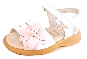B-6588 - White Pink Flower Sandals - Euro 24 Size 7