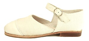B-7044 - White Linen Mary Janes - Euro 28 Size 10.5