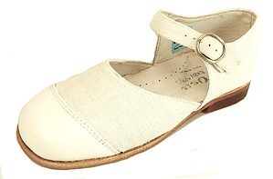 B-7044 - White Linen Mary Janes - Euro 28 Size 10.5