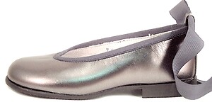 B-7118 - Silver Ballet Ribbon Flats