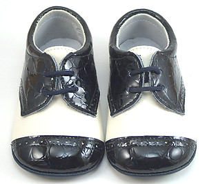DO-136 - Ivory-Navy Crib Shoes