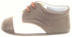DO-136 - Ivory & Brown Dress Crib Shoes - EUR 16 US 1
