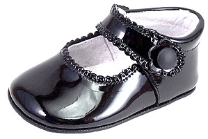 DO-153 - Black Patent Crib Shoes
