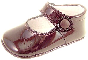 DO-153 - Brown Patent Pram Shoes