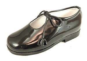 P-1002 - Black Patent Ghillie Shoes