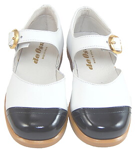 S-5001 O - White with Black Patent Mary Janes