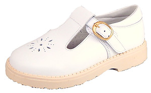 S-7365 - White T-Strap Shoes