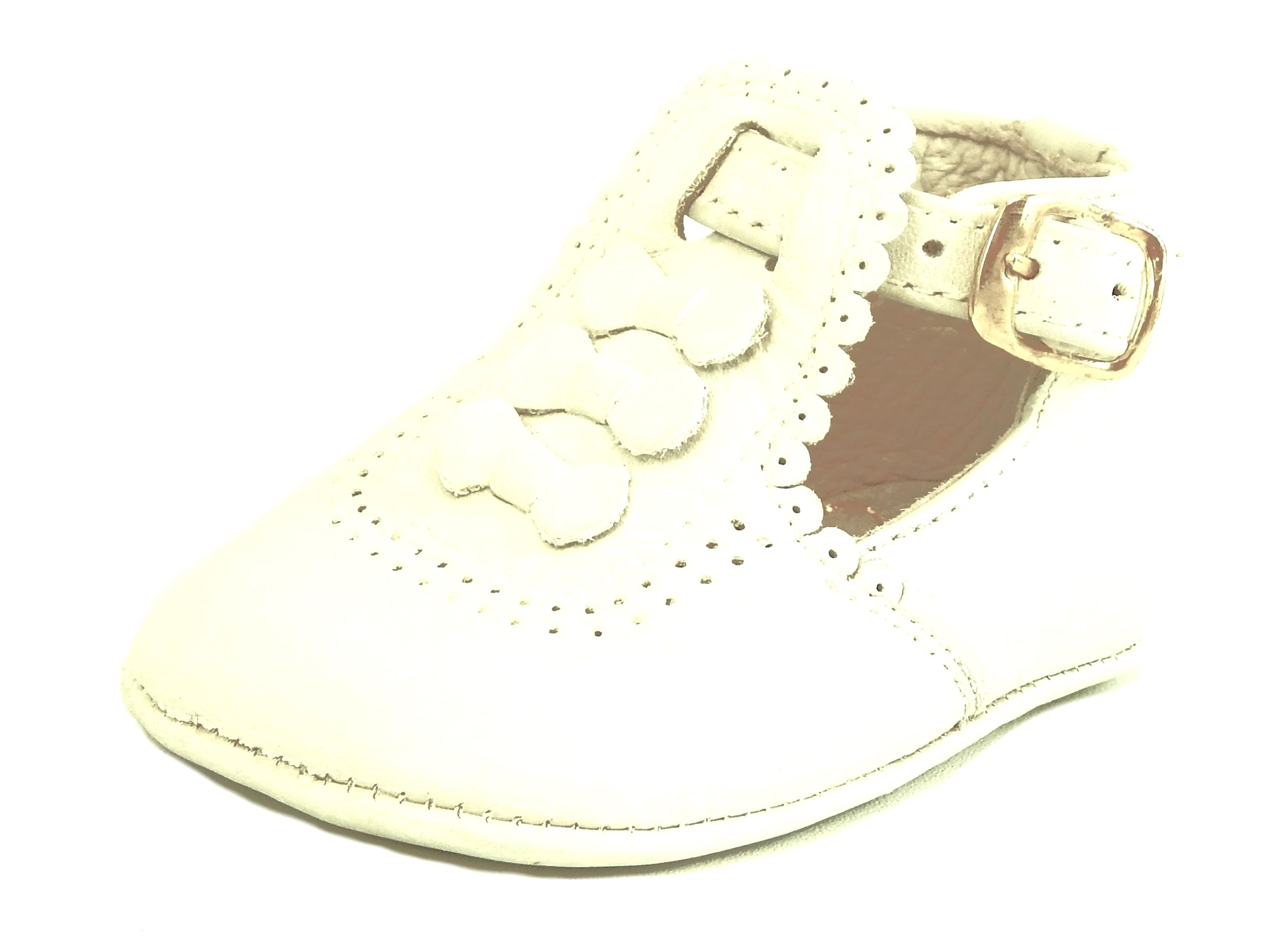 PR-233 - Ivory Crib Shoes - Euro 15 Newborn