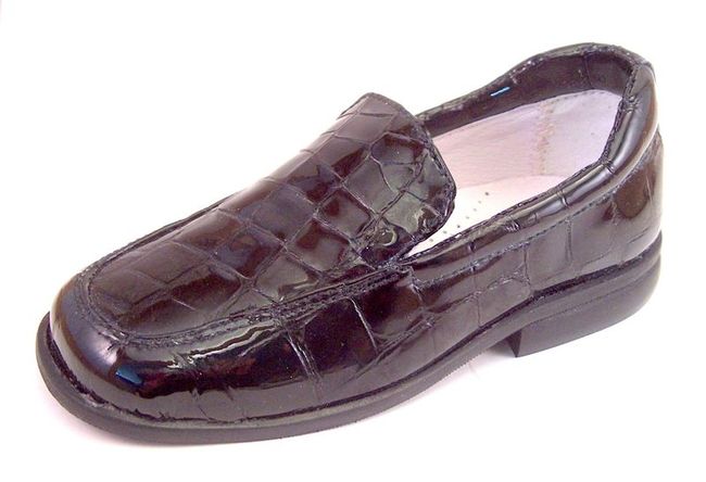 FARO B-6024 - Black Faux Croc Patent Loafers