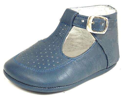 T-606 - Navy T-Strap Crib Shoes