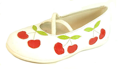 6F7116 - White Cherry Mary Janes - European 25 Size 8