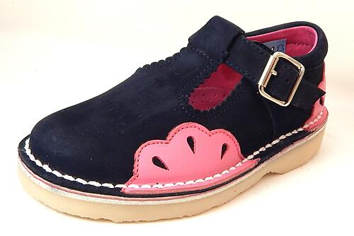 B-7018 (Sale) - Navy Fuchsia Mary Janes - European 25 Size 8